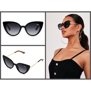 💕QUAY AUSTRALIA💕 Audacious Gradient Cat Eye Sunglasses Black NWT UV Protection